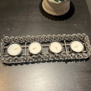 crystal decor four candle holder tray